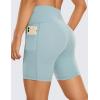 imageCRZ YOGA Womens Naked Feeling Biker Shorts  6 High Waisted Yoga Gym Spandex Shorts Side PocketsLight Grayish Blue