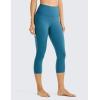 imageCRZ YOGA Womens Naked Feeling Workout Capris Leggings 19quot  Gym Compression Tummy Control Yoga Capri PantsPetrol Blue