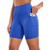 imageCRZ YOGA Womens Naked Feeling Biker Shorts  6 High Waisted Yoga Gym Spandex Shorts Side PocketsWaves Blue
