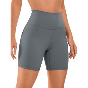 imageCRZ YOGA Womens Brushed Naked Feeling Biker Shorts 6  High Waist Matte Workout Gym Running Spandex ShortsDark Carbon