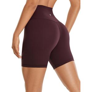 imageCRZ YOGA Womens Brushed Naked Feeling Biker Shorts 6  High Waist Matte Workout Gym Running Spandex ShortsDark Russet