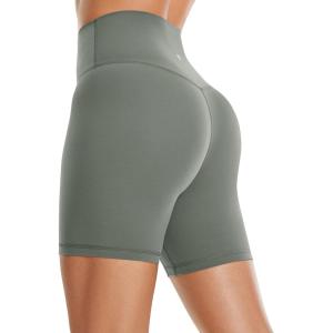 imageCRZ YOGA Womens Brushed Naked Feeling Biker Shorts 6  High Waist Matte Workout Gym Running Spandex ShortsGrey Sage