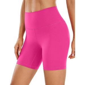imageCRZ YOGA Womens Brushed Naked Feeling Biker Shorts 6  High Waist Matte Workout Gym Running Spandex ShortsHibiscus Purple