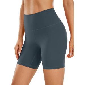 imageCRZ YOGA Womens Brushed Naked Feeling Biker Shorts 6  High Waist Matte Workout Gym Running Spandex ShortsMelanite