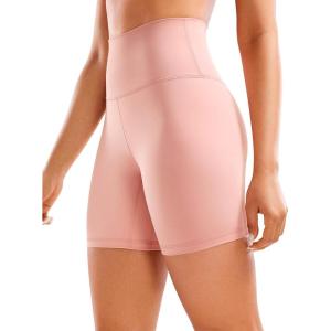 imageCRZ YOGA Womens Brushed Naked Feeling Biker Shorts 6  High Waist Matte Workout Gym Running Spandex ShortsPink Puff