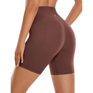 imageCRZ YOGA Womens Brushed Naked Feeling Biker Shorts 6  High Waist Matte Workout Gym Running Spandex ShortsTaupe