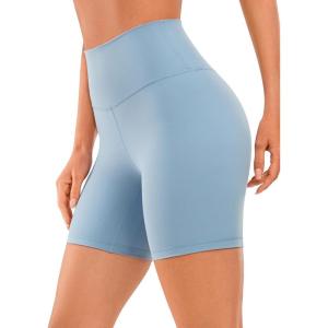 imageCRZ YOGA Womens Brushed Naked Feeling Biker Shorts 6  High Waist Matte Workout Gym Running Spandex ShortsThe Breeze Blue