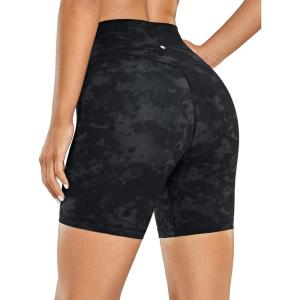 imageCRZ YOGA Womens Brushed Naked Feeling Biker Shorts 6  High Waist Matte Workout Gym Running Spandex ShortsTie Dye Smoke Ink