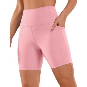imageCRZ YOGA Womens Naked Feeling Biker Shorts  6 High Waisted Yoga Gym Spandex Shorts Side PocketsThe Heartbeat Powder
