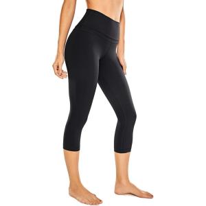 imageCRZ YOGA Womens Naked Feeling Workout Capris Leggings 19quot  Gym Compression Tummy Control Yoga Capri PantsBlack