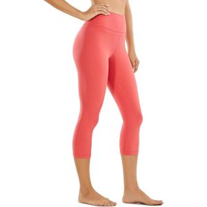 imageCRZ YOGA Womens Naked Feeling Workout Capris Leggings 19quot  Gym Compression Tummy Control Yoga Capri PantsBrick Rose