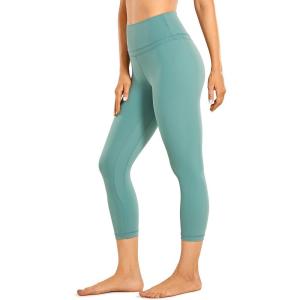 imageCRZ YOGA Womens Naked Feeling Workout Capris Leggings 19quot  Gym Compression Tummy Control Yoga Capri PantsGrey Feather Green