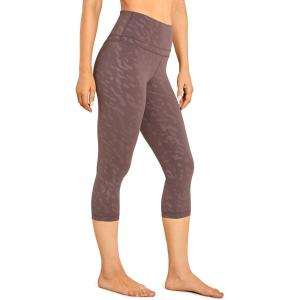 imageCRZ YOGA Womens Naked Feeling Workout Capris Leggings 19quot  Gym Compression Tummy Control Yoga Capri PantsLeopardprint Taupe