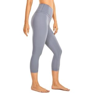 imageCRZ YOGA Womens Naked Feeling Workout Capris Leggings 19quot  Gym Compression Tummy Control Yoga Capri PantsSleet