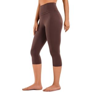 imageCRZ YOGA Womens Naked Feeling Workout Capris Leggings 19quot  Gym Compression Tummy Control Yoga Capri PantsTaupe