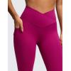 imageCRZ YOGA Butterluxe Womens Crossover Waist Workout Leggings with Pockets 25quot  V Cross High Waist Gym Lounge Yoga PantsMagenta Purple
