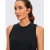 imageCRZ YOGA Pima Cotton Cropped Tank Tops for Women Soft High Neck Crop Workout Top Athletic Yoga Basic Sleeveless ShirtsBlack