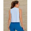 imageCRZ YOGA Pima Cotton Cropped Tank Tops for Women Soft High Neck Crop Workout Top Athletic Yoga Basic Sleeveless ShirtsBlue Linen