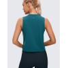 imageCRZ YOGA Pima Cotton Cropped Tank Tops for Women Soft High Neck Crop Workout Top Athletic Yoga Basic Sleeveless ShirtsBorealis Green