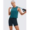 imageCRZ YOGA Pima Cotton Cropped Tank Tops for Women Soft High Neck Crop Workout Top Athletic Yoga Basic Sleeveless ShirtsBorealis Green