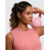 imageCRZ YOGA Pima Cotton Cropped Tank Tops for Women Soft High Neck Crop Workout Top Athletic Yoga Basic Sleeveless ShirtsBriar Rose