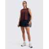 imageCRZ YOGA Pima Cotton Cropped Tank Tops for Women Soft High Neck Crop Workout Top Athletic Yoga Basic Sleeveless ShirtsDark Red