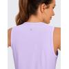 imageCRZ YOGA Pima Cotton Cropped Tank Tops for Women Soft High Neck Crop Workout Top Athletic Yoga Basic Sleeveless ShirtsElfin Purple