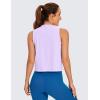 imageCRZ YOGA Pima Cotton Cropped Tank Tops for Women Soft High Neck Crop Workout Top Athletic Yoga Basic Sleeveless ShirtsElfin Purple