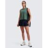 imageCRZ YOGA Pima Cotton Cropped Tank Tops for Women Soft High Neck Crop Workout Top Athletic Yoga Basic Sleeveless ShirtsGraphite Green