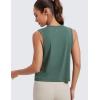 imageCRZ YOGA Pima Cotton Cropped Tank Tops for Women Soft High Neck Crop Workout Top Athletic Yoga Basic Sleeveless ShirtsGraphite Green
