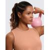 imageCRZ YOGA Pima Cotton Cropped Tank Tops for Women Soft High Neck Crop Workout Top Athletic Yoga Basic Sleeveless ShirtsMocha Mousse