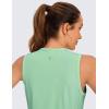 imageCRZ YOGA Pima Cotton Cropped Tank Tops for Women Soft High Neck Crop Workout Top Athletic Yoga Basic Sleeveless ShirtsSoft Seagrass