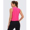 imageCRZ YOGA Pima Cotton Cropped Tank Tops for Women Soft High Neck Crop Workout Top Athletic Yoga Basic Sleeveless ShirtsSonic Pink