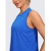 imageCRZ YOGA Pima Cotton Cropped Tank Tops for Women Soft High Neck Crop Workout Top Athletic Yoga Basic Sleeveless ShirtsStrong Blue