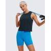 imageCRZ YOGA Pima Cotton Cropped Tank Tops for Women Soft High Neck Crop Workout Top Athletic Yoga Basic Sleeveless ShirtsTrue Navy