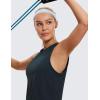 imageCRZ YOGA Pima Cotton Cropped Tank Tops for Women Soft High Neck Crop Workout Top Athletic Yoga Basic Sleeveless ShirtsTrue Navy