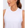 imageCRZ YOGA Pima Cotton Cropped Tank Tops for Women Soft High Neck Crop Workout Top Athletic Yoga Basic Sleeveless ShirtsWhite