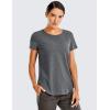 imageCRZ YOGA Pima Cotton Womens Short Sleeve Shirt Loose Yoga TShirt Casual Tee TopCarbon Heather