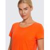 imageCRZ YOGA Pima Cotton Womens Short Sleeve Shirt Loose Yoga TShirt Casual Tee TopCoral