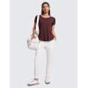 imageCRZ YOGA Pima Cotton Womens Short Sleeve Shirt Loose Yoga TShirt Casual Tee TopDark Red