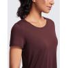 imageCRZ YOGA Pima Cotton Womens Short Sleeve Shirt Loose Yoga TShirt Casual Tee TopDark Red