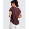 imageCRZ YOGA Pima Cotton Womens Short Sleeve Shirt Loose Yoga TShirt Casual Tee TopDark Red