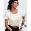 imageCRZ YOGA Pima Cotton Womens Short Sleeve Shirt Loose Yoga TShirt Casual Tee TopIce GreyWhite