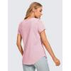 imageCRZ YOGA Pima Cotton Womens Short Sleeve Shirt Loose Yoga TShirt Casual Tee TopPink Peony