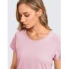 imageCRZ YOGA Pima Cotton Womens Short Sleeve Shirt Loose Yoga TShirt Casual Tee TopPink Peony