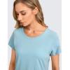 imageCRZ YOGA Pima Cotton Womens Short Sleeve Shirt Loose Yoga TShirt Casual Tee TopPure Blue