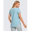 imageCRZ YOGA Pima Cotton Womens Short Sleeve Shirt Loose Yoga TShirt Casual Tee TopPure Blue