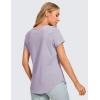 imageCRZ YOGA Pima Cotton Womens Short Sleeve Shirt Loose Yoga TShirt Casual Tee TopTinsel Purple