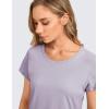 imageCRZ YOGA Pima Cotton Womens Short Sleeve Shirt Loose Yoga TShirt Casual Tee TopTinsel Purple