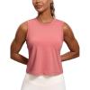 imageCRZ YOGA Pima Cotton Cropped Tank Tops for Women Soft High Neck Crop Workout Top Athletic Yoga Basic Sleeveless ShirtsBriar Rose